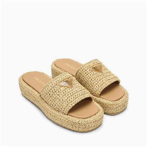 prada embellished raffia sandals|Prada Raffia Flatform Slide Sandal (Women) .